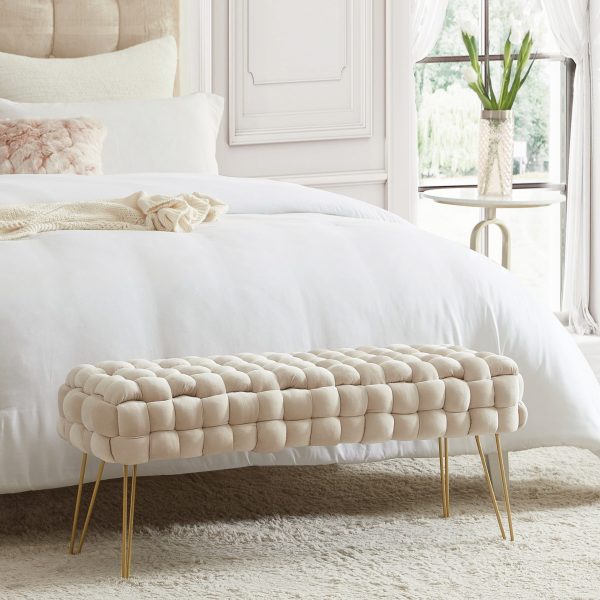 Mirage Velvet Woven Bench Ottoman - Image 5