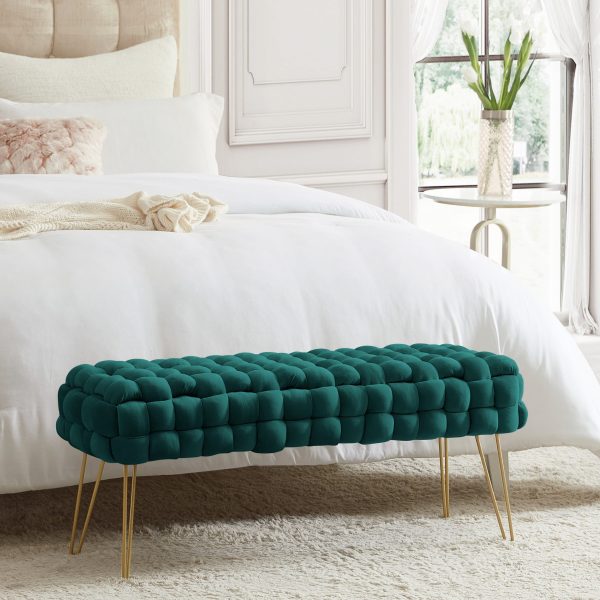 Mirage Velvet Woven Bench Ottoman - Image 3