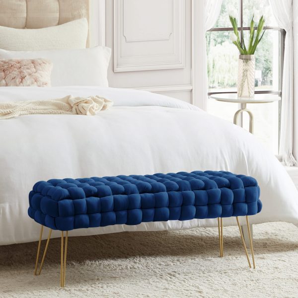 Mirage Velvet Woven Bench Ottoman - Image 5