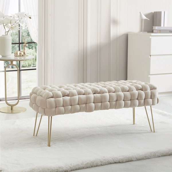 Mirage Velvet Woven Bench Ottoman