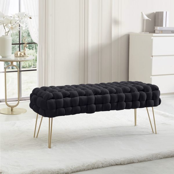 Mirage Velvet Woven Bench Ottoman - Image 7