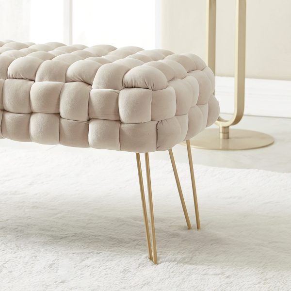 Mirage Velvet Woven Bench Ottoman - Image 2
