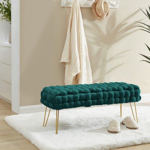 Mirage Velvet Woven Bench Ottoman - Image 2
