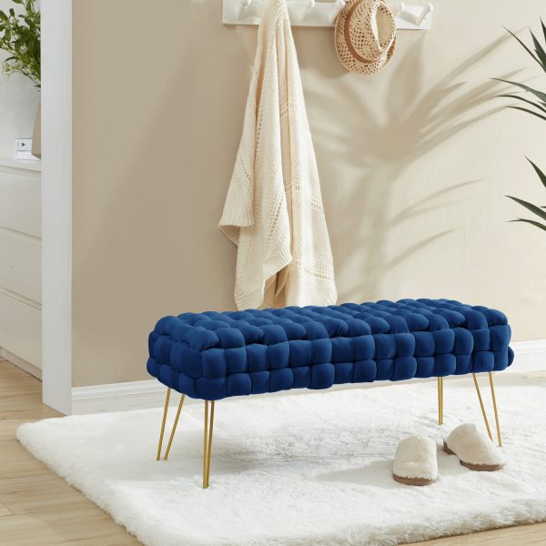 Mirage Velvet Woven Bench Ottoman - Image 3