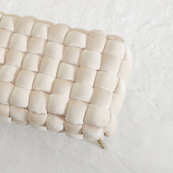Mirage Velvet Woven Bench Ottoman - Image 4