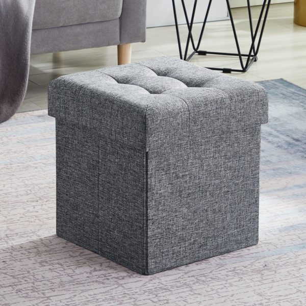 Foldable Tufted Storage Ottoman