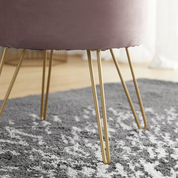 Round Velvet Storage Ottoman - Blush - Image 4