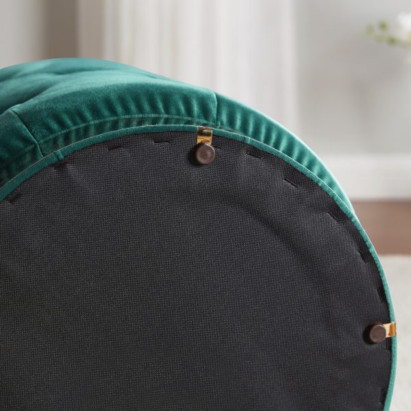 Beverly Round Tufted Velvet Ottoman - Green - Image 6