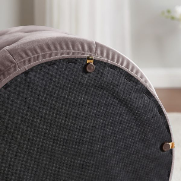 Beverly Round Tufted Velvet Ottoman - Blush - Image 6