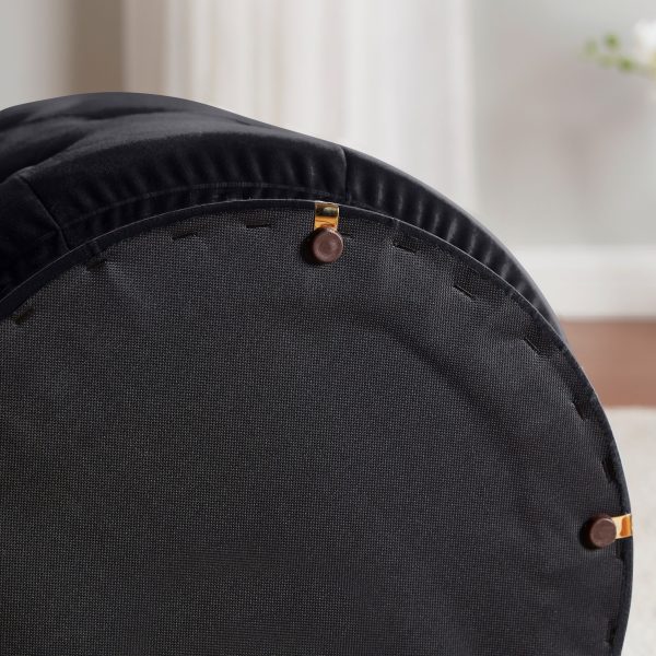 Beverly Round Tufted Velvet Ottoman - Black - Image 6