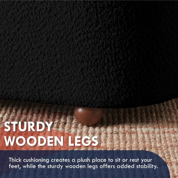 Boucle Teddy Storage Bench Ottoman with Removeable Lid - Black - Image 5