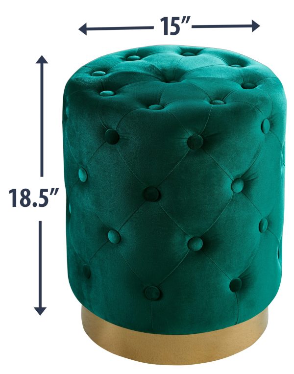 Beverly Round Tufted Velvet Ottoman - Green - Image 7