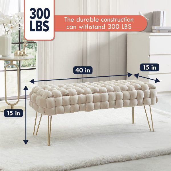 Mirage Velvet Woven Bench Ottoman - Image 6