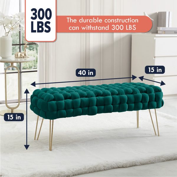 Mirage Velvet Woven Bench Ottoman - Image 6