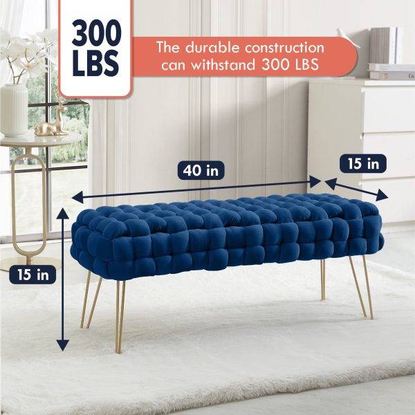 Mirage Velvet Woven Bench Ottoman - Image 6